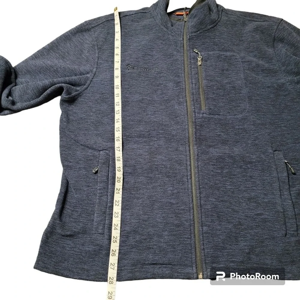 Free Country Navy Blue Mock Neck‎ Full Zip Fleece Jacket Men's Size XL